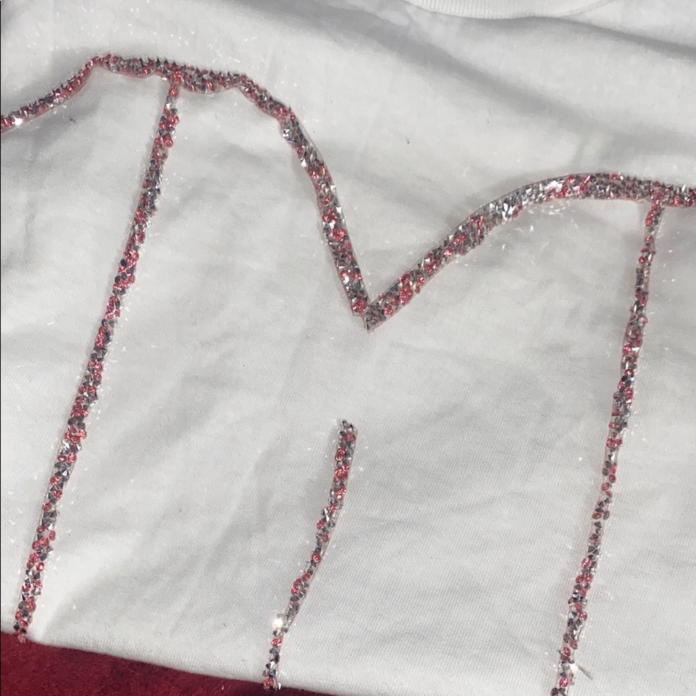 White T-Shirt with Glitter Lettering